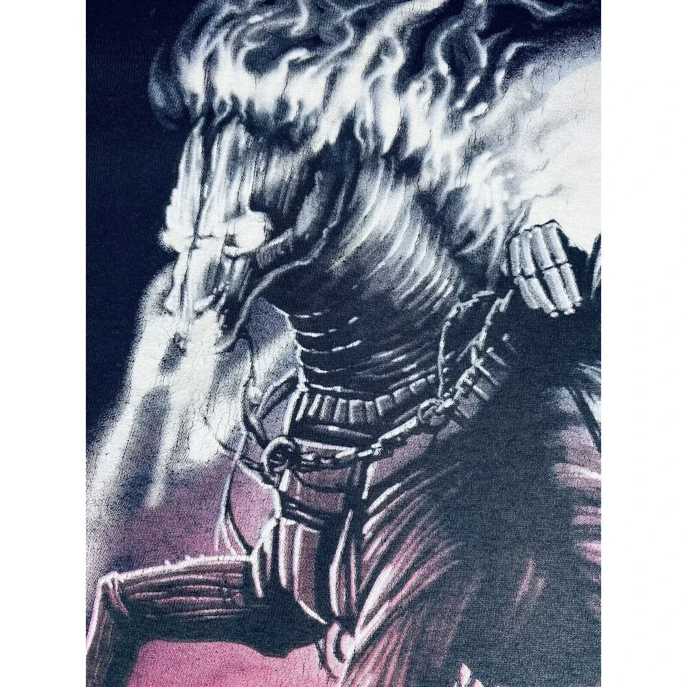 Grim Reaper Shirt Men’s Medium Skull Black Y2K Horse Graphic Print T-Shirt Heavy